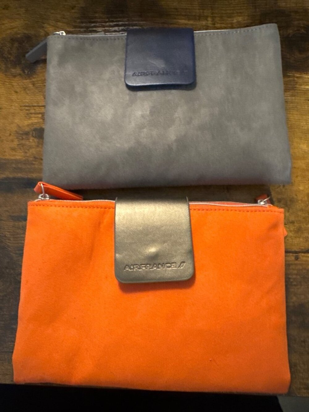 2 Air France Business Class Faux Suede Amenity Travel Pouches